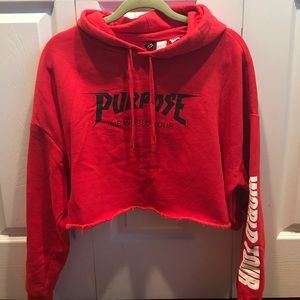Justin Bieber tour crophoodie (XL FITS SM, M,L)